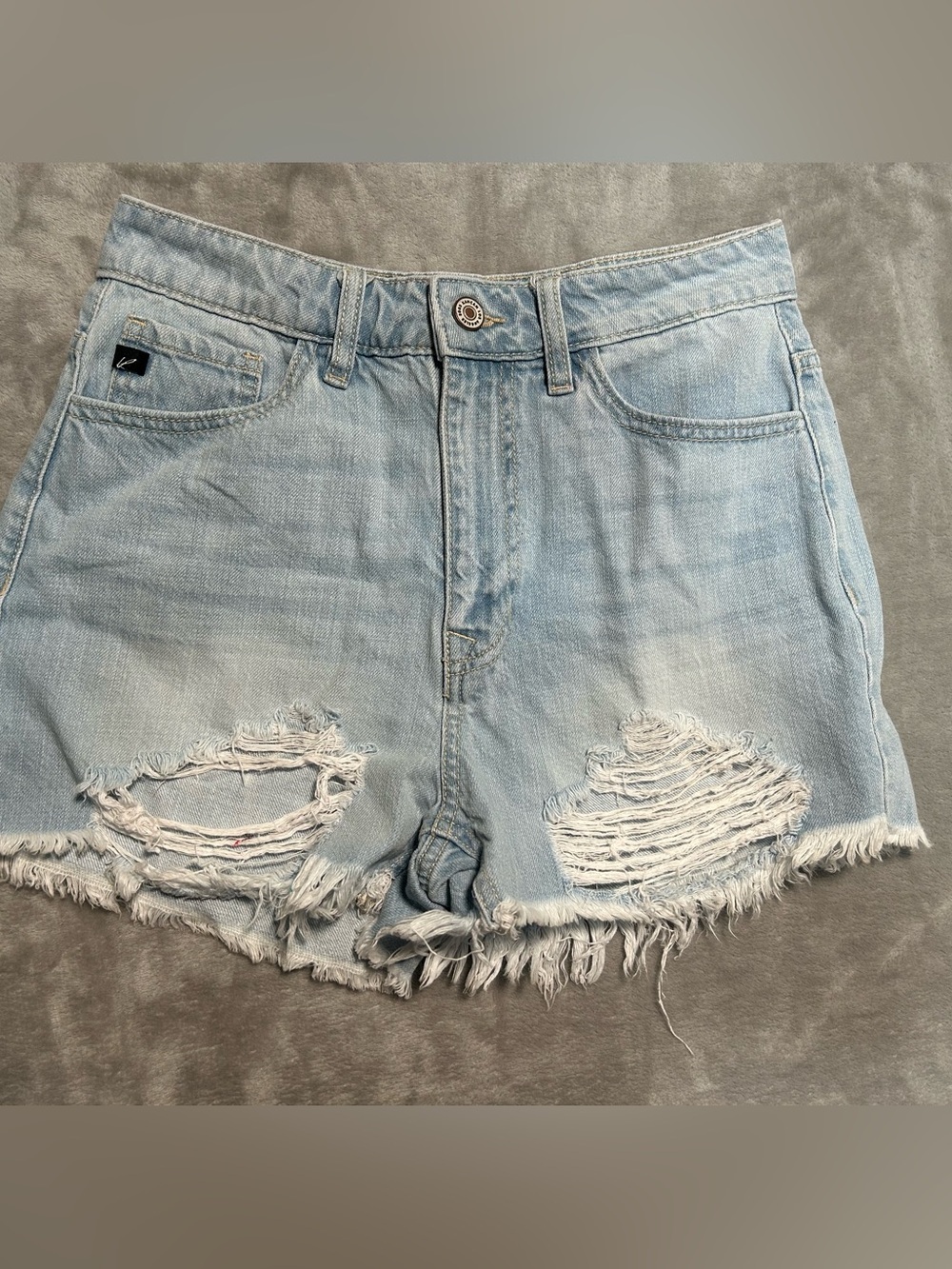 Kancan High Rise Cutoff Denim Shorts Women’s XS Light Wash Distressed